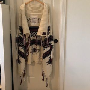 SuperDry Southwestern Fringe cardigan size Medium